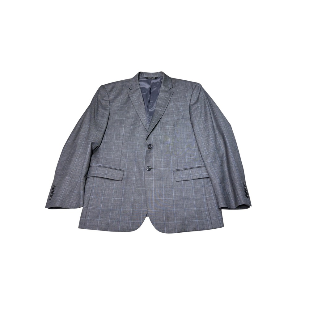 Jos. A. Bank Traveler's Collection Gray Blue Plaid 100% Wool Slim Fit Mens 40S